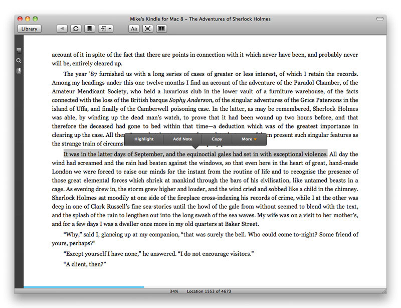kindle for mac view highlights
